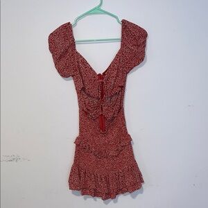 Red Floral Ruffle Mini Dress